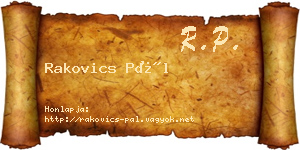 Rakovics Pál névjegykártya